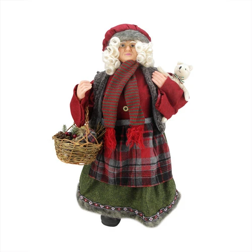 Northlight 24" Red And Green Standing Mrs. Claus Christmas Figurine With Basket - 31459822